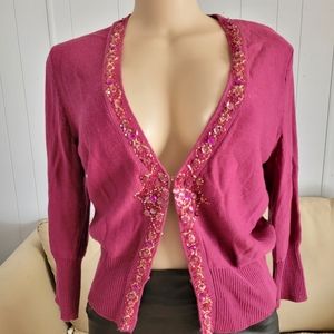WORTHINGTON  BEADED CARDIGAN SIZE M REGULAR